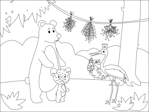 Doctor Animal   Crane And Bears Coloring Page